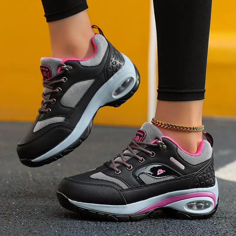 外贸时尚户外防滑耐磨徒步登山鞋露营旅游透气网面鞋增高女鞋大码