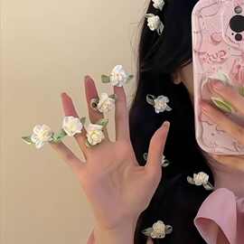 甜美奶白超仙茉莉花发夹女森系鸭夹气质优雅少女夹子碎发刘海发饰