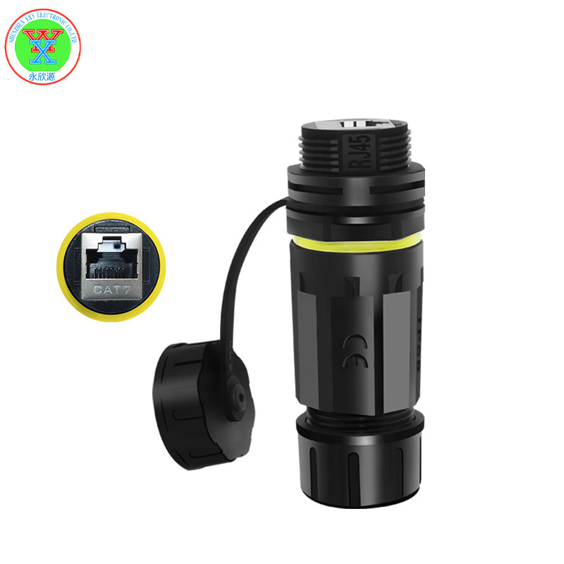 Outdoor Network Waterproof Connector IP68 Panel M23-CAT7 Connector Closed Circuit Monitoring Ethernet Connection