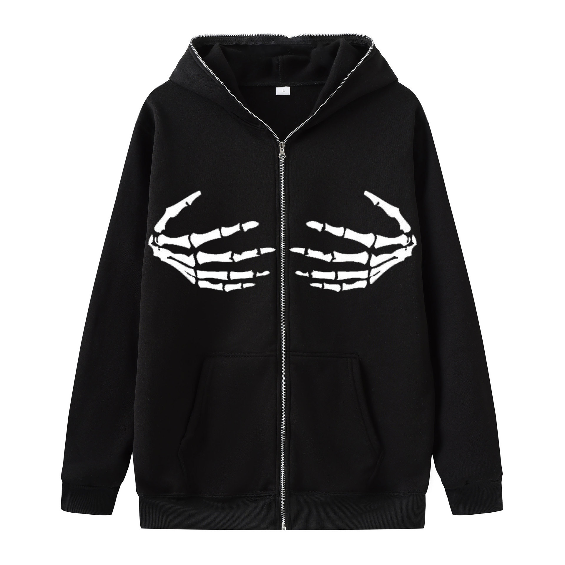 2024暗黑运动衫男女帽衫哥特风情侣原宿大尺寸拉链卫衣男春秋潮服