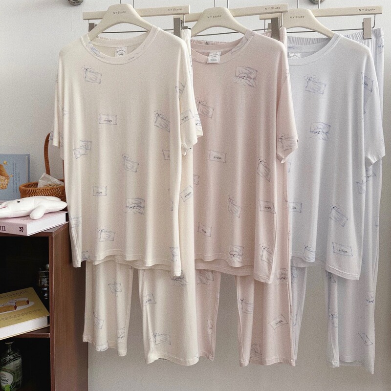 24 new gp modeler cotton ladies sleep than bear puppy home clothes short sleeve trousers pajamas set wholesale