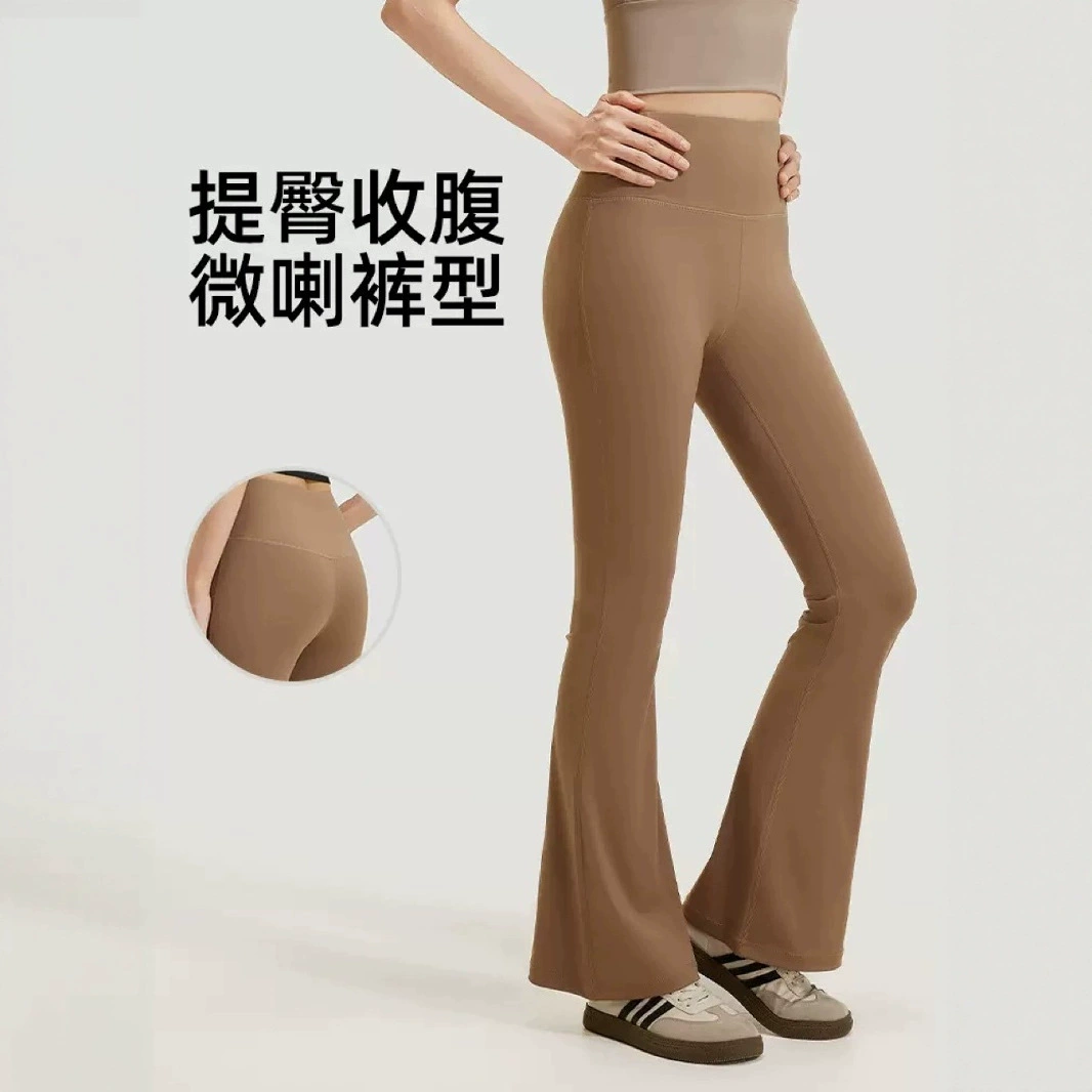 Модные брендовые брюки-клеш с логотипом на заказ для трансграничной внешней торговли, бесшовные йога-штаны, спортивные штаны для пилатеса и фитнеса