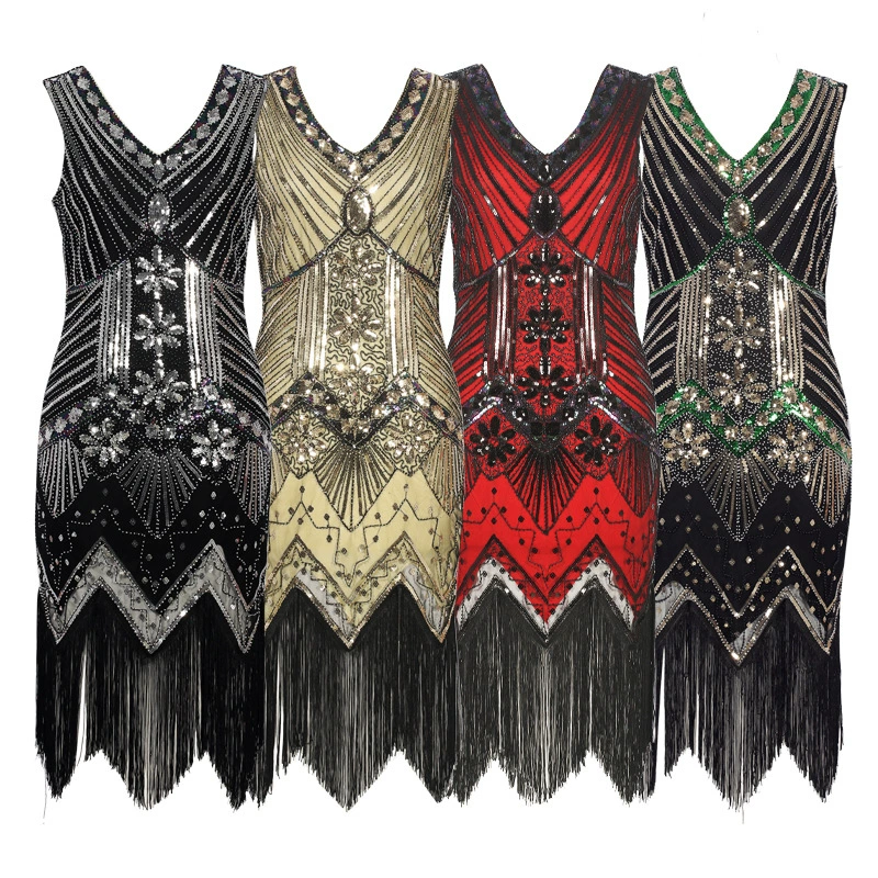 Ретро вечернее платье, ногтем sequins, стиль роскоши, европейский стиль, плюс size