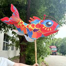 手持鱼灯一米非遗手工制作节庆传统古典中式可悬挂装饰吊灯鱼形