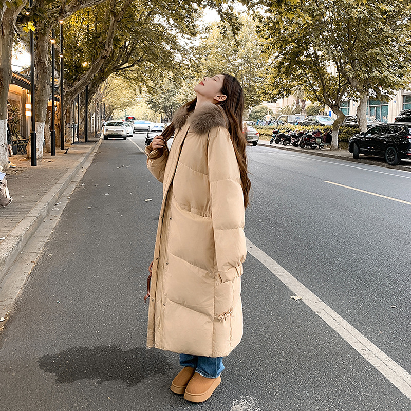 Nuestro abrigo de algodón de pluma en 2024 cuello largo sobre la rodilla estilo nacional engrosado chaqueta de algodón de moda de invierno abrigo