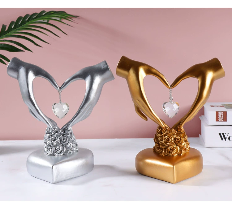 Nordic Style Heart Gesture Sculpture Resin Abstract Hand Love Statue Figurines Wedding Home Living Room Desktop Ornaments