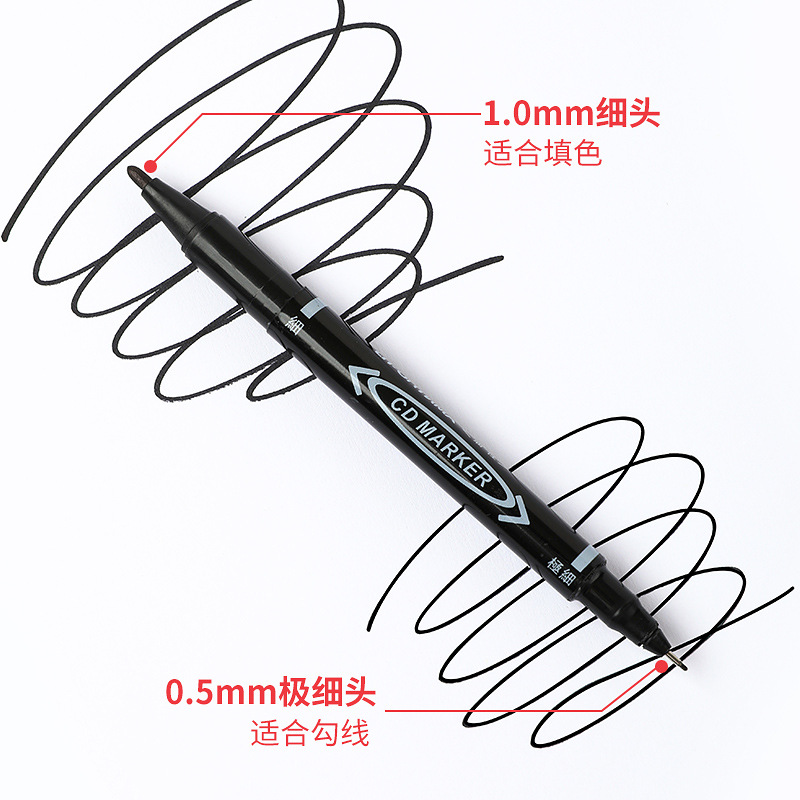 Marcador personalizado doble cabeza pequeña marca logística pincel de trazo pincel de aceite marca CD pincel de secado rápido impermeable