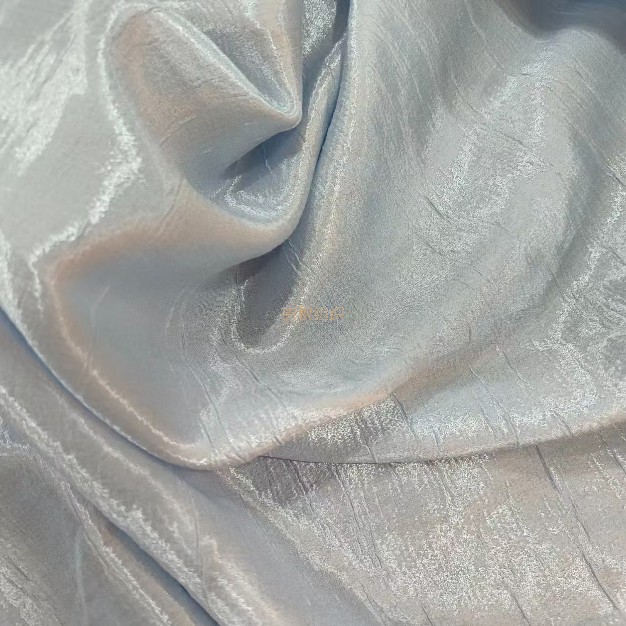 现货涤纶天丝缎面皱面料 亮面微皱双层亮丝皱连衣裙衬衫面料