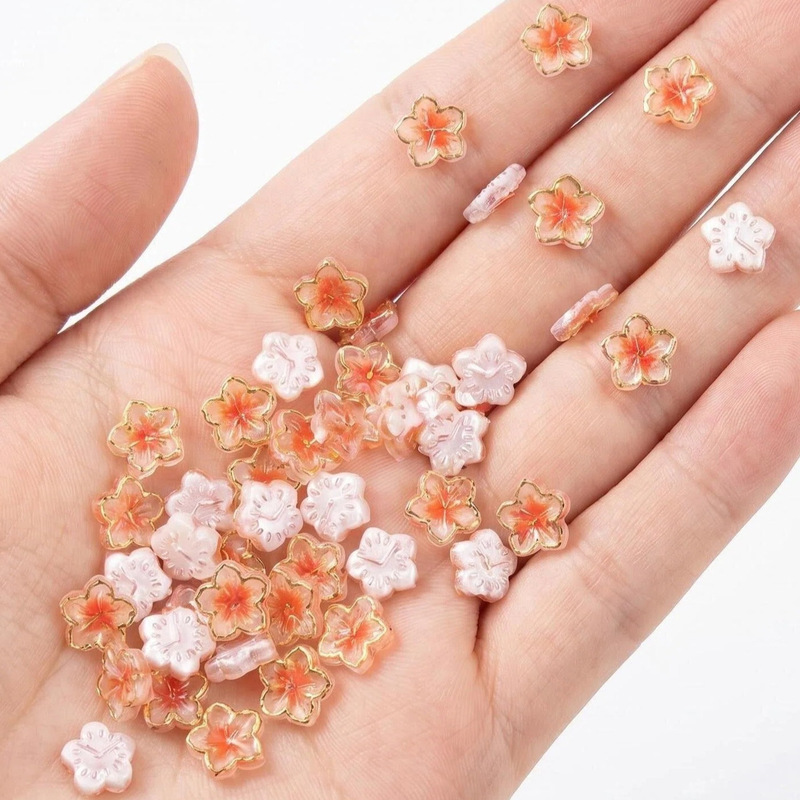 Purple Gold Flower Clock Flower Fortune-Turning Five-Petal Flower Acrylic Gold Foil Three-Dimensional Cherry Blossom Sunflower Nail Stickers