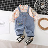 Spring autumn demi-season denim shirt for boys, overall, cartoon children's trousers, 2021 collection, Korean style