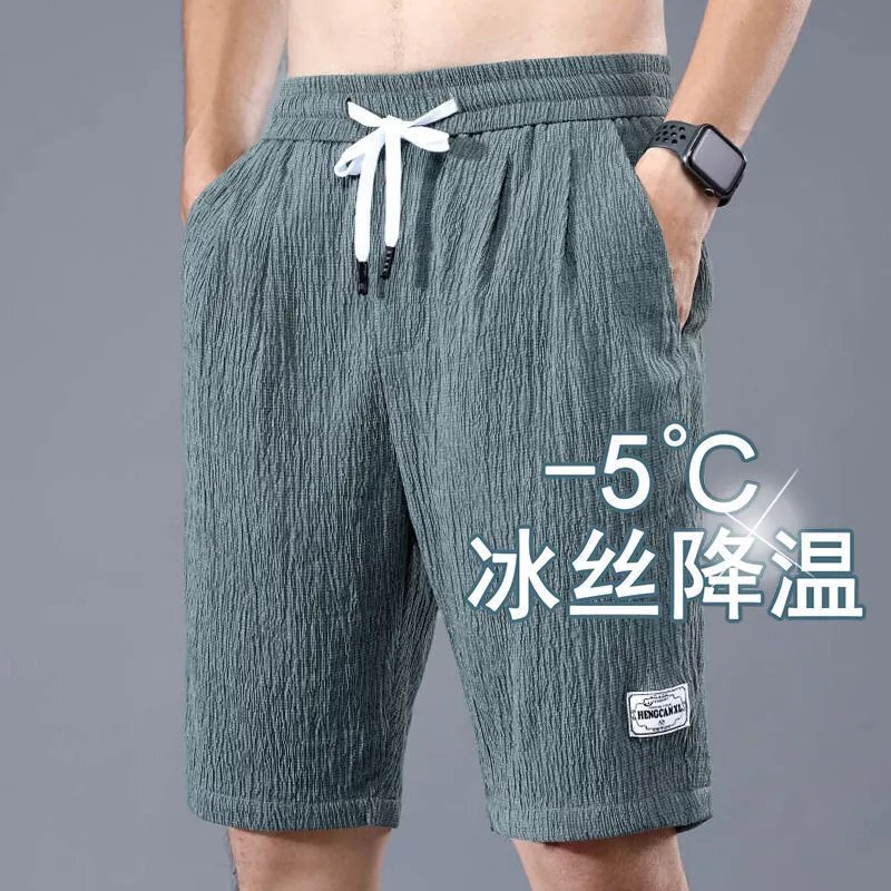 Summer Thin Ice Silk casual shorts men's Korean fashion brand five-point pants 2022 new sports five-point pants Summer Thin Ice Silk casual shorts men's Korean fashion brand five-point pants 2022 new sports five-point pants