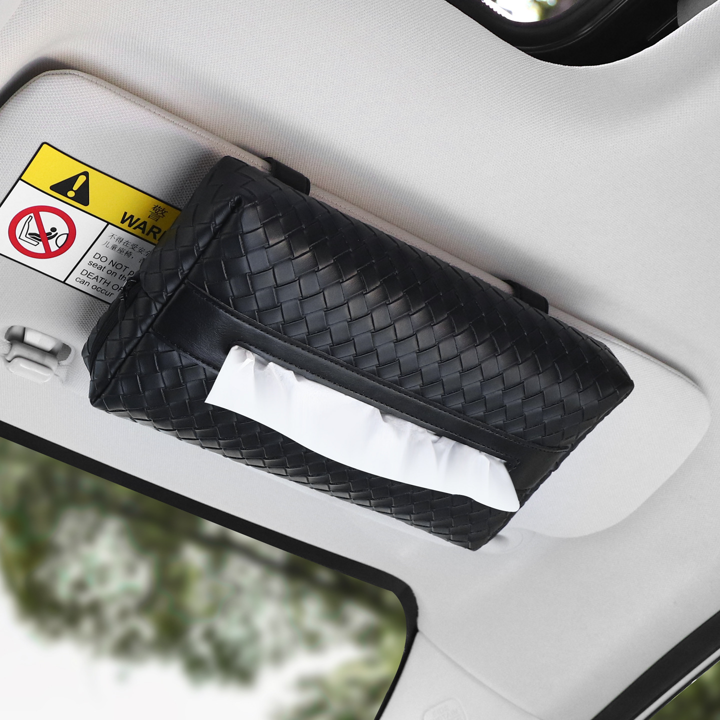 Car tissue box/set: KAKTUS Tissue Box Glasses - sun-visor-tissue-box-black