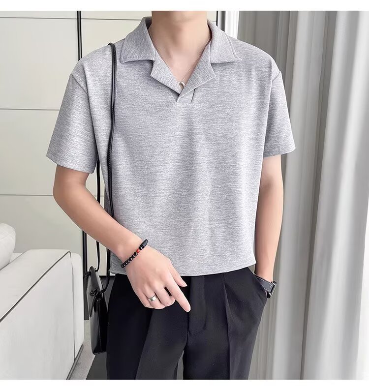 Camicia collo cubano uomo oversized texture waffle maniche corte_voghion.com