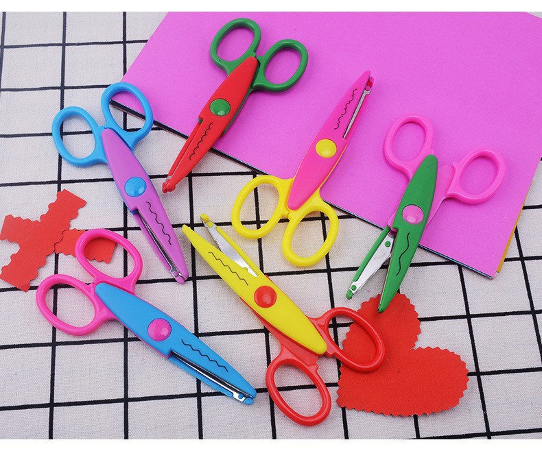 Handmade DIY Album Border Scissors Photo Paper Pattern Safe Cut Cartoon Wave Sawtooth Half Circle Handmade Album Scissors