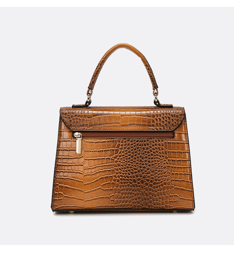 Elegant Crocodile-Textured Shoulder Bag - Vintage Kelly Style Handbag For Women, Crossbody Purse With Multiple Pockets, Fashionable PU Leather Tote_voghion.com