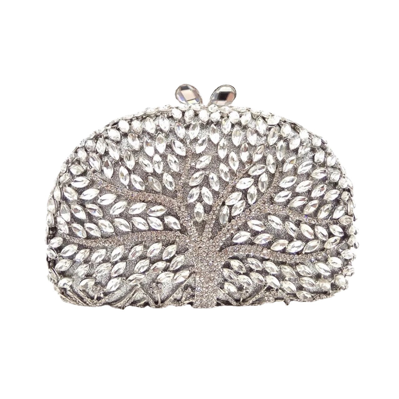 * Nuevo metal hueco transfronterizo árbol cielo incrustado bolso de banquete de diamantes bolso de mano de mujer