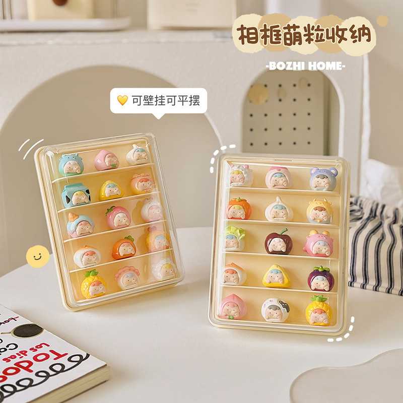 Cute Grain Storage Display Box Wall-mounted Photo Frame Acrylic Transparent Dustproof Blind Box Decoration Display Rack Hand-held Display Cabinet