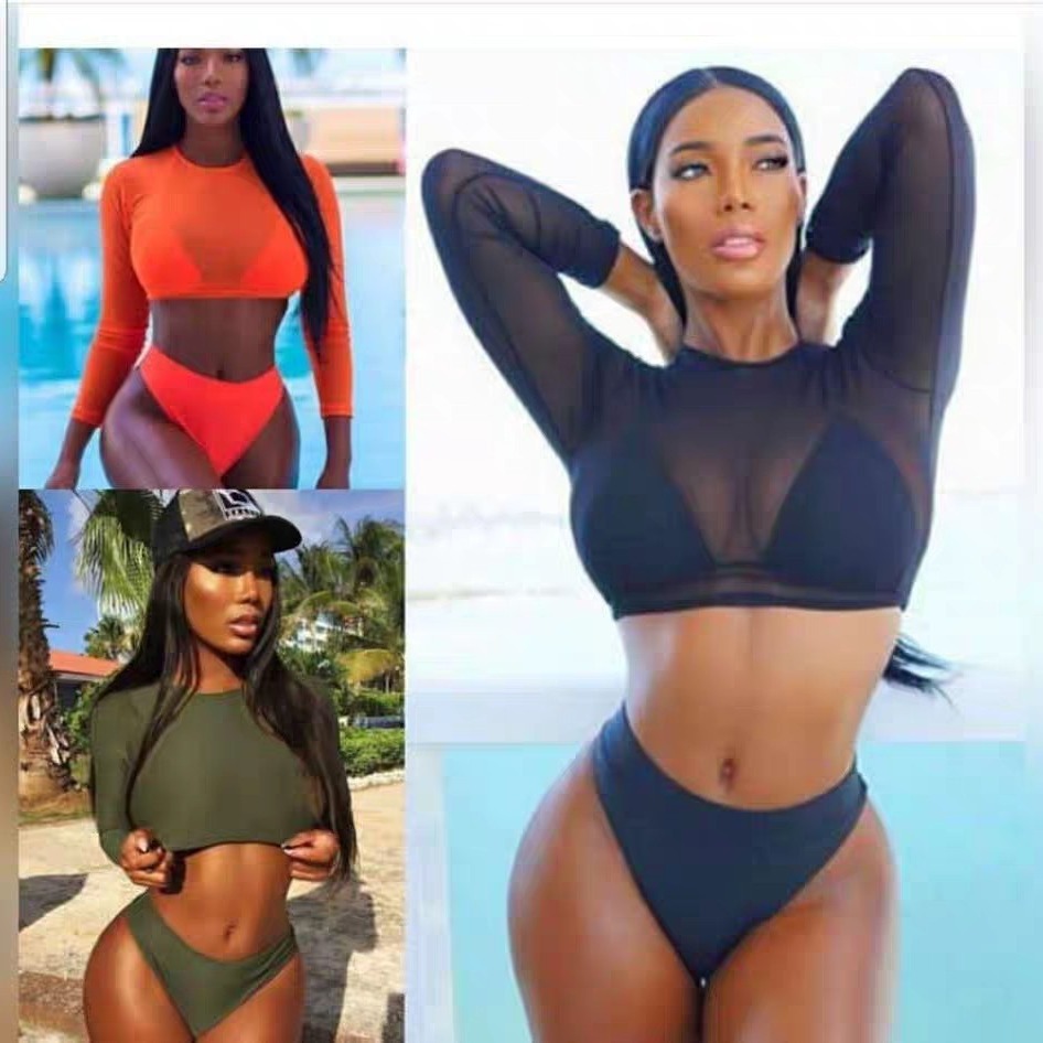 Cross-Border New Model 2026 European and American Bikini Swimsuit Long-Sleeve Multi-Color Mesh Three-Piece Women's Swimwear Factory