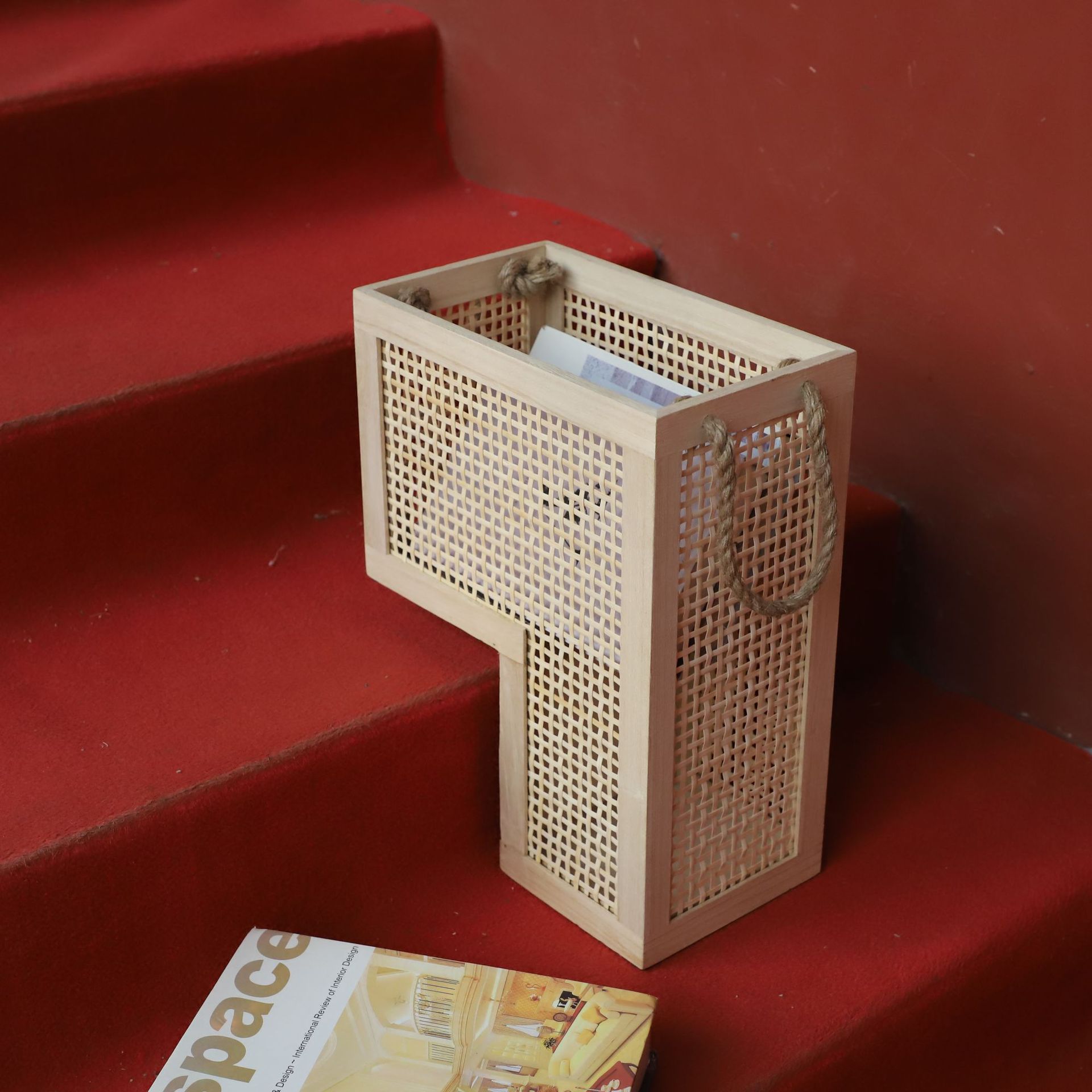 Escaleras de madera transfronterizas personalizadas estera de bambú hecha a mano tejida cesta