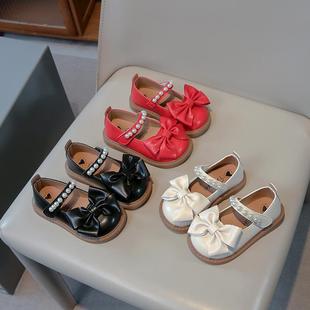 Girls' Princess Shoes 2025 Spring and Autumn New Arrival Little Girl's Fashionable Bow Single-layer Shoes Children's Soft-soled Children's Leather Shoes