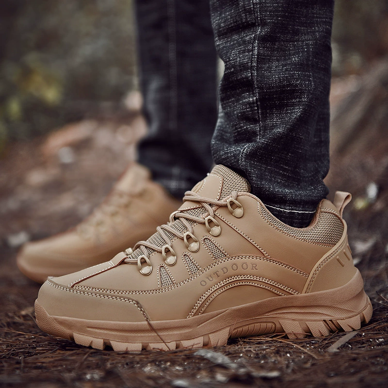 Трансграничная новая походная обувь на открытом воздухе для бега по бегу обувь для бега по пересеченной местности осенью и зимой низкая кожаная износостойкая спортивная обувь большого размера
