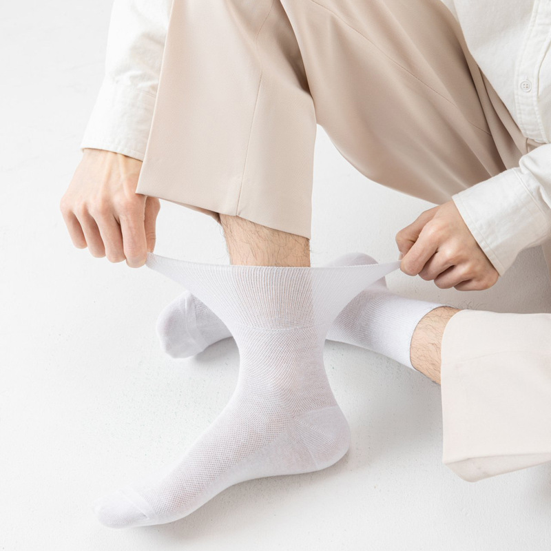 男女兼用のゆるめ綿ソックス、ゆったり、薄手、通気性、ミッドカーフソックス、消臭、吸汗、伸縮性なし|undefined