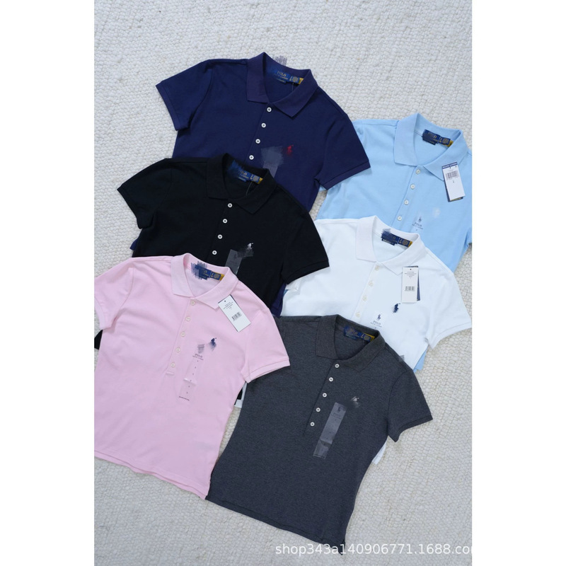 Horse Logo Five-Button Women's Polo Shirt, Short-Sleeved, with Small Horse Embroidery, Simple and Versatile, Suitable for Commuting, High Quality, Can Be Scanned for Code Horse Logo Five-Button Women's Polo Shirt, Short-Sleeved, with Small Horse Embroidery, Simple and Versatile, Suitable for Commuting, High Quality, Can Be Scanned for Code