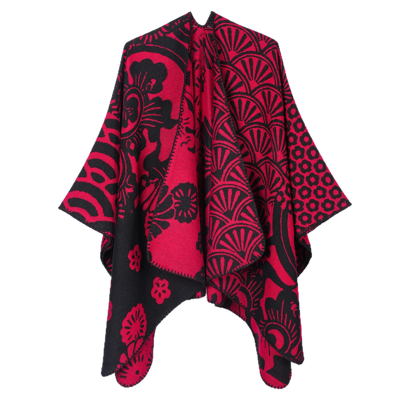 Ethnic Patchwork Schultertuch Für Damen Modischer Bequemer Umhang_voghion.com