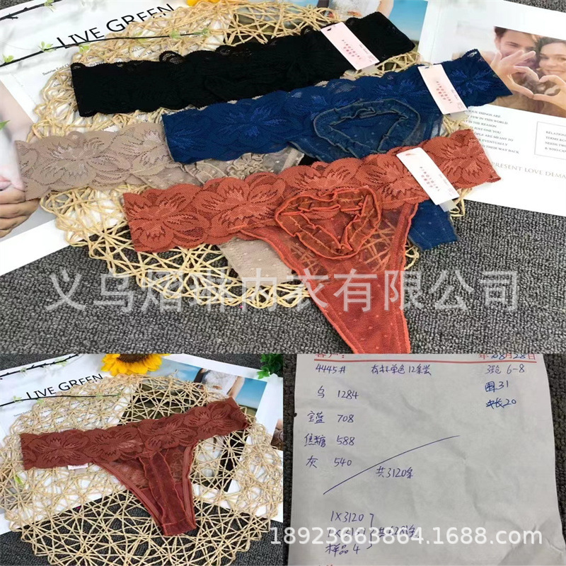 Large flower embroidered thong stock wholesale Italy India Australia stock