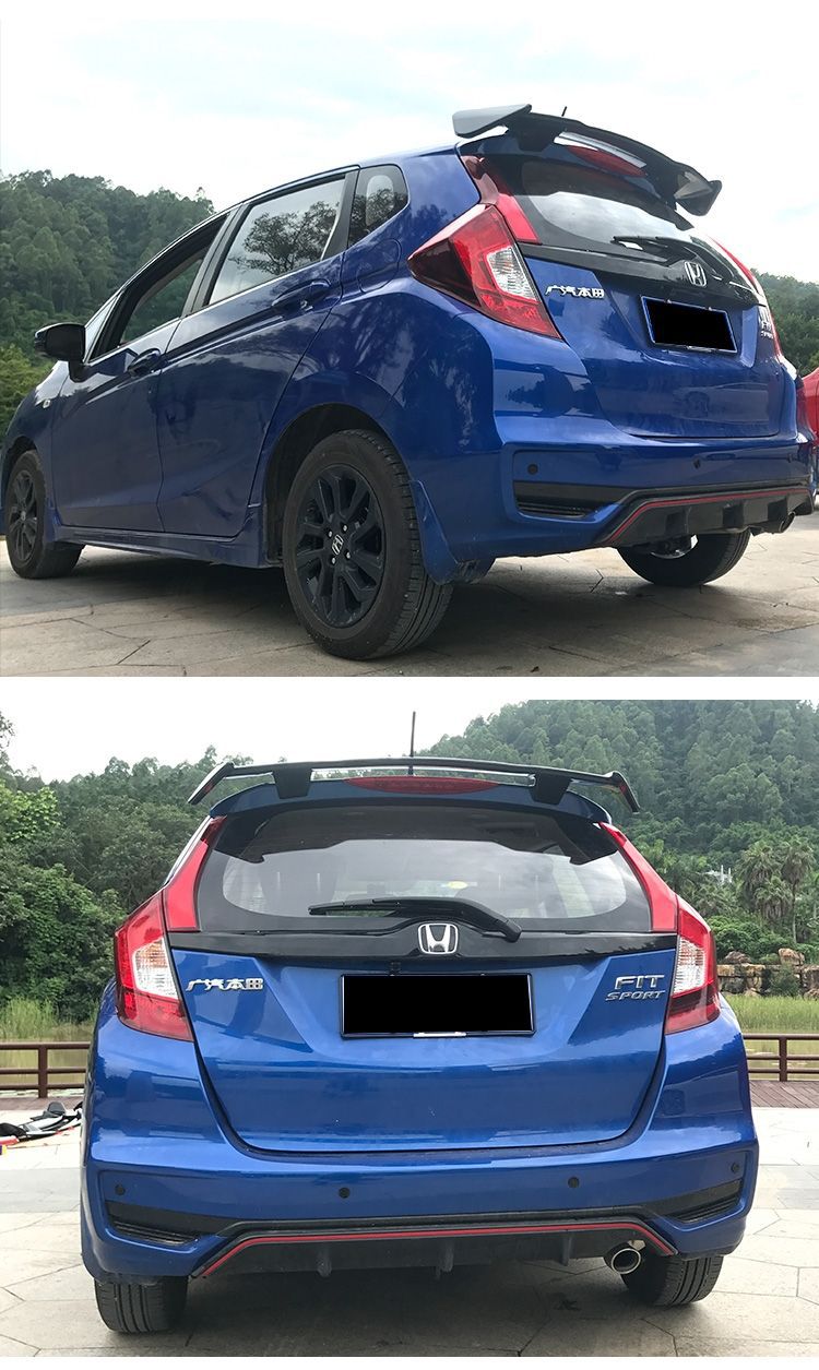 Suitable for 14-18 Honda new Fit rear wing GK5 modified car large rear wing non-perforated sports modified parts