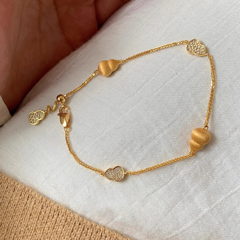 中古金色拉丝碎冰冰葫芦手链女vintage古法传承手串小众设计手饰|undefined