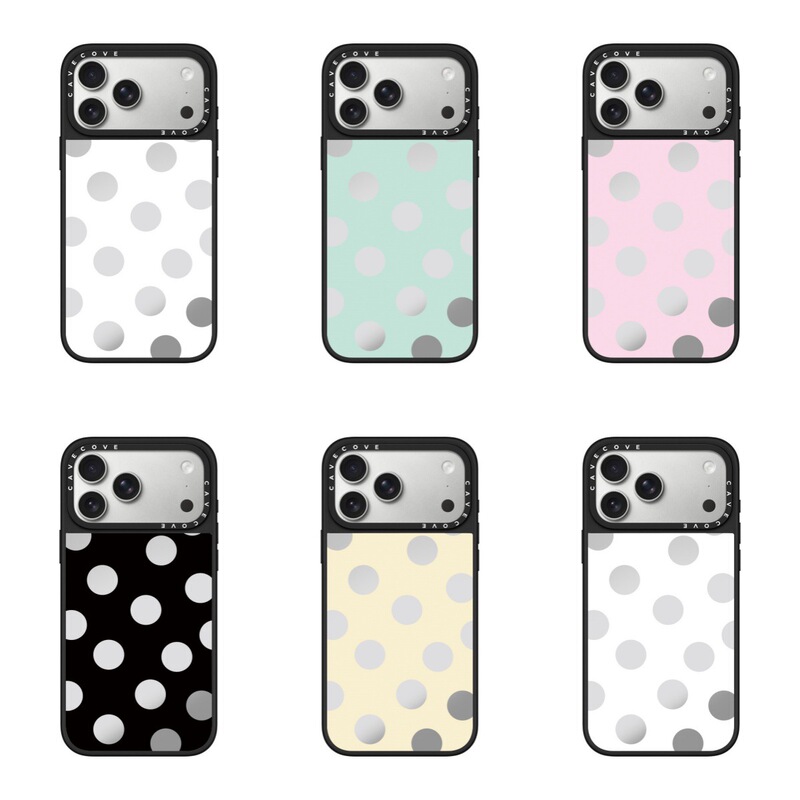Silver-gray gradient polka dot mirror MagSafe magnetic case for iPhone 17 Pro Max, shockproof Silver-gray gradient polka dot mirror MagSafe magnetic case for iPhone 17 Pro Max, shockproof