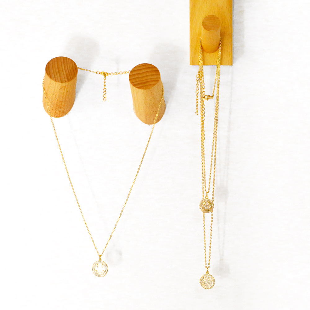 new diamond smiley face necklace niche design sense clavicle chain sweater chain