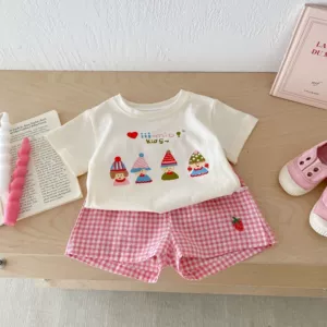 Мультяшный летний комплект, детская футболка, 0-5 лет, детская одежда
