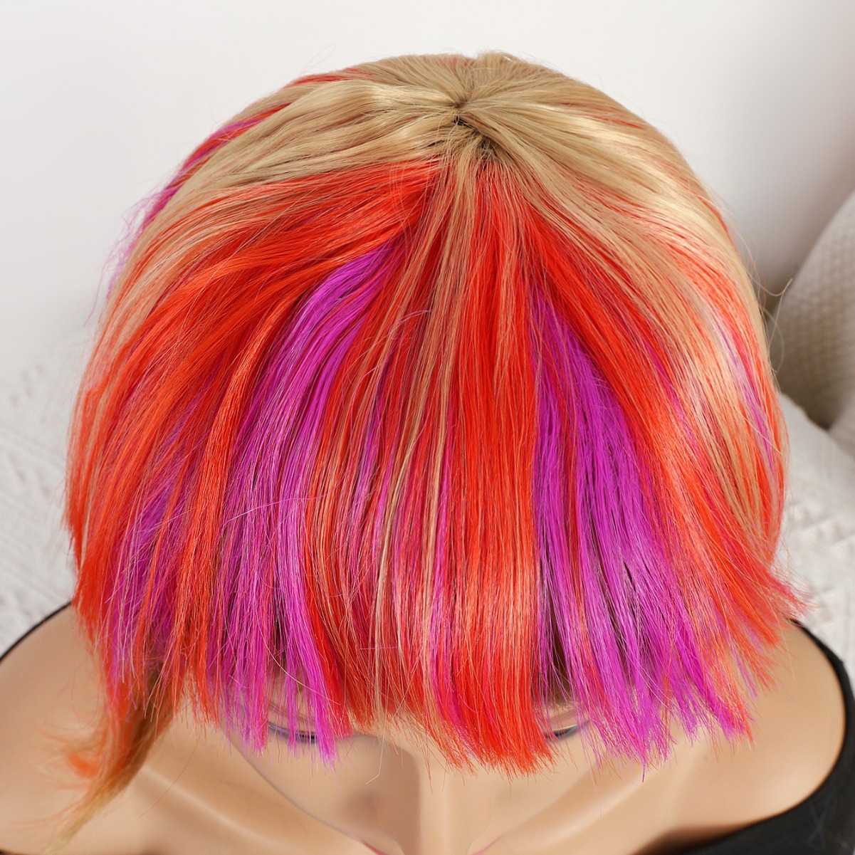 Nuevo estilo transfronterizo rojo degradado largo recto 12inch sin encaje peluca europea y americana brasileña