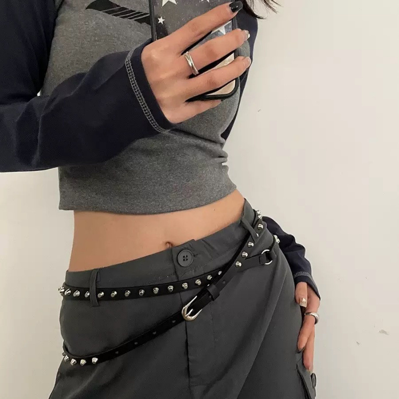 レトロなデニムデザインベルト女性の個性 y2k 古いアメリカンスタイルのジーンズベルト装飾パンツベルトトレンディ