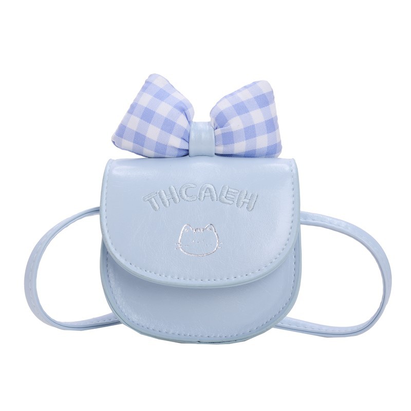 Mochila mini extranjera para niños y niñas, lindos bolsos de arco a cuadros para bebés, bolsos de moda para niños de color sólido