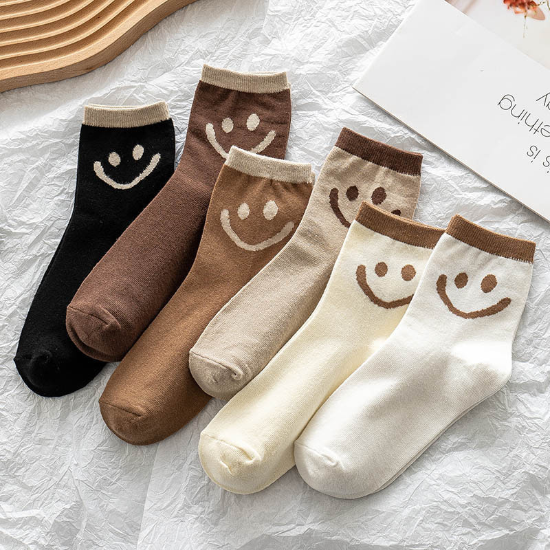 Socks cotton wholesale socks women's mid-calf socks smile Korean ins trendy all-match women's socks Japanese cute socks