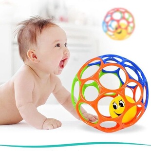 baby gum rattle hand ball children's grip training hole ball baby toys soft rubber ball