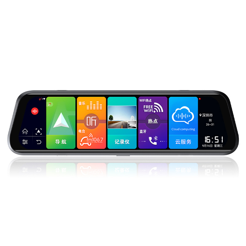 안드로이드 8.1 전체 화면 10 인치 백미러 드라이브 레코더 HD 클라우드 미러 안드로이드 AR 네비게이터