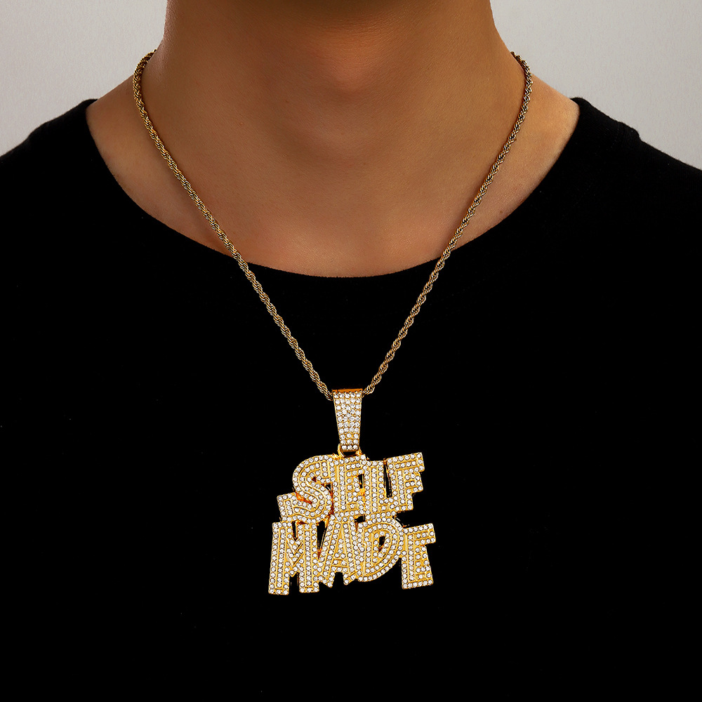 Hip-hop SELFPAID doble colgante de letras personalidad creativa moda masculina collar de hip-hop personalizado fabricante transfronterizo