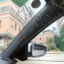 汽车AB柱贴花国潮织锦缎刺绣自粘贴布通用AB柱顶棚改装汽车内饰品