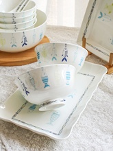 创意简约韩式骨瓷餐具套装陶瓷器碗碟盘子家用组合一人食日式2人