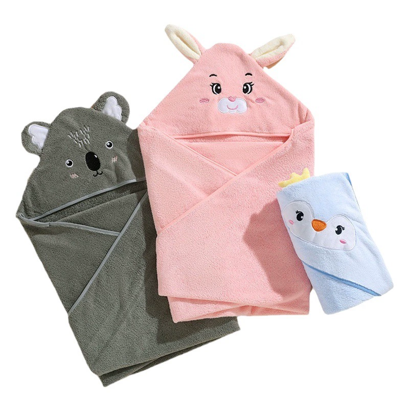 Халат из кораллового флиса, детское одеяло, впитывающее детское мягкое плащ с капюшоном, мужское и женское детское одеяло с героями мультфильмов, без ворса