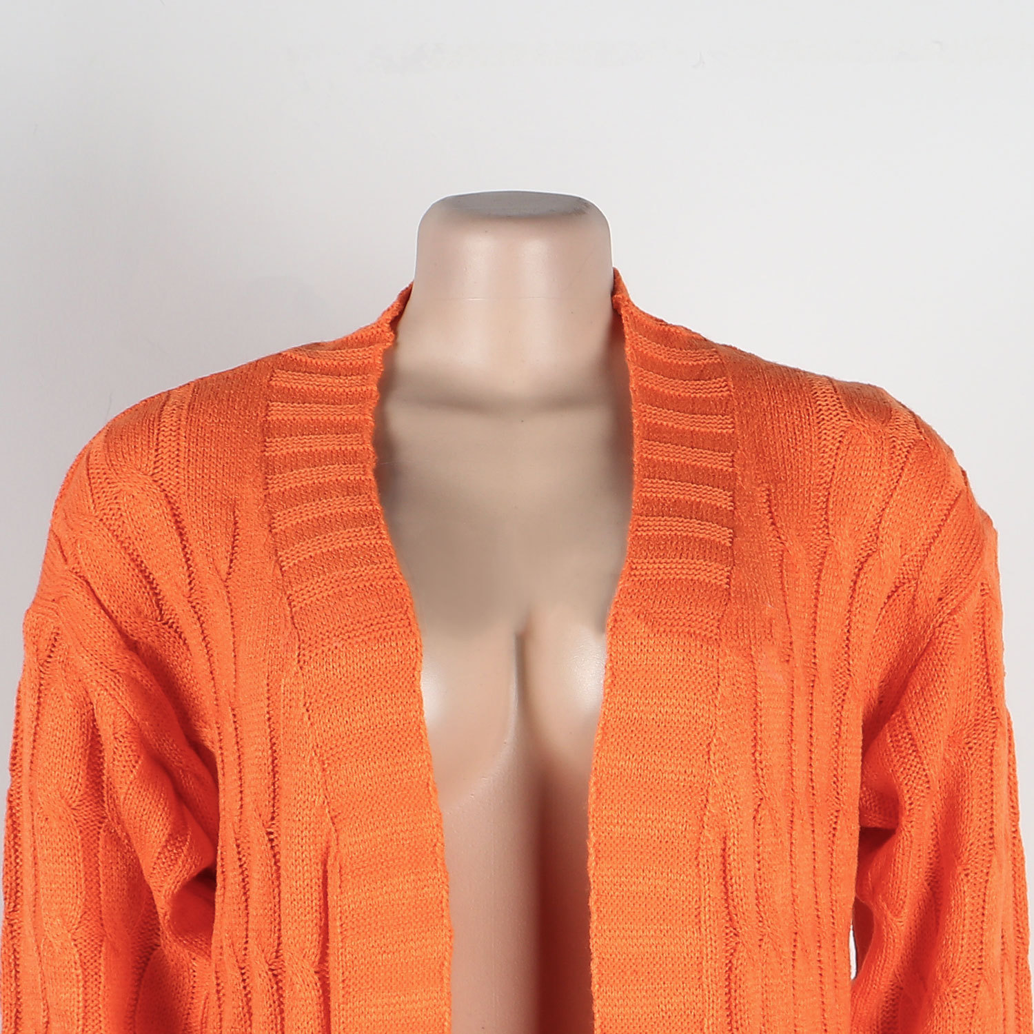 Damen Strickjacke Lang Aus Grobstrick In Unifarben Wintermantel_voghion.com