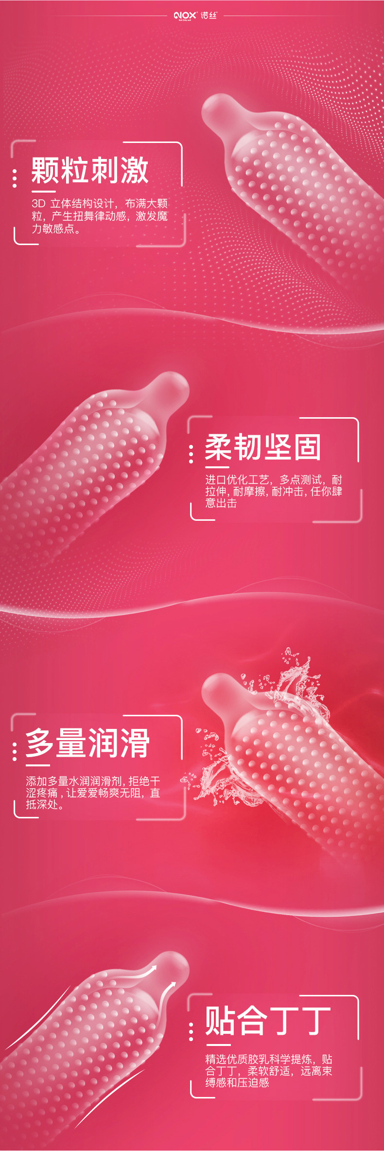 North Strawberry Scented Large Condoms with Dotted Texture, 3 or 12 Pack — detail image 3
