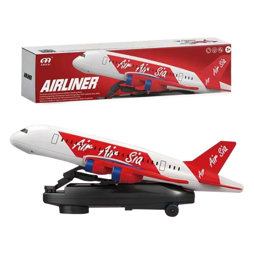 Avión de engranaje eléctrico transfronterizo universal caminar 360 Rotación de luz colorida de la música modelo de avión juguete para niños