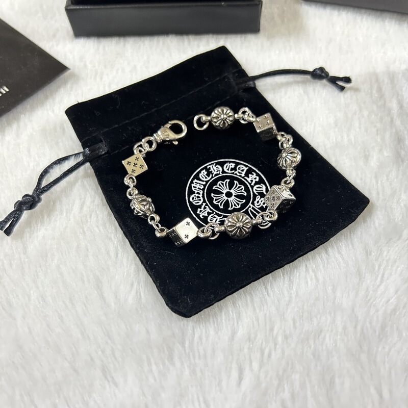 Direct manufacturer 925 silver bracelet, Chrome-core dice bracelet, vintage classic letter fashion light luxury bracelet