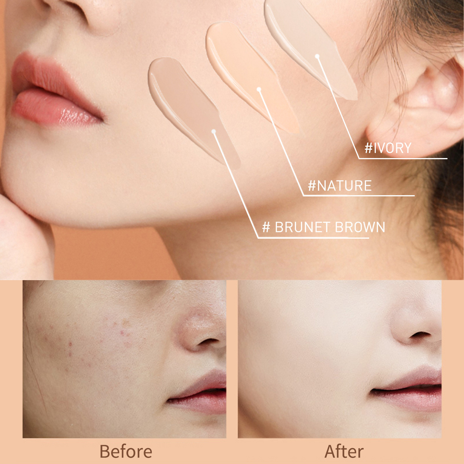 EELHOE facial exquisita base líquida para la piel de la piel de la piel de la protección de la piel no se quita el maquillaje, el maquillaje de la piel transparente, el tono de la piel más brillante