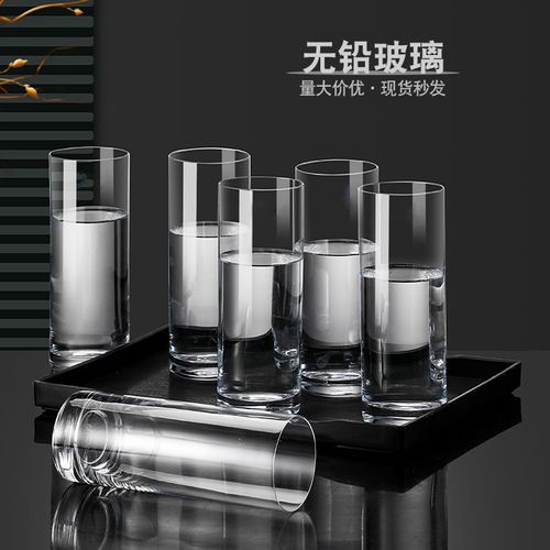 Restaurant transparent straight glass water cup beverage juice cup milk cup green tea cup straight cup set wholesale